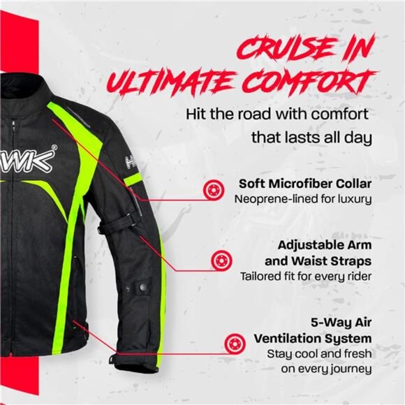 Motorcycle Jacket for Men & Women, Waterproof, High Visibility Rain Jacket - Picture 3 of 7